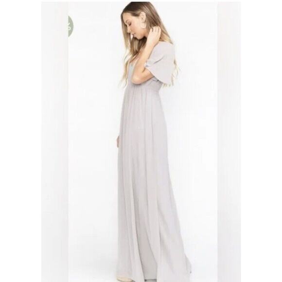 Show Me Your MuMu Emily Empire Maxi Dress Dive Grey Chiffon Size 1X NWT Wedding - Picture 3 of 7